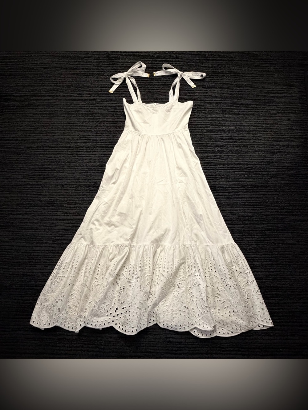 Karina Grimaldi Rio Corset Broderie Anglaise Tie Strap Maxi Dress